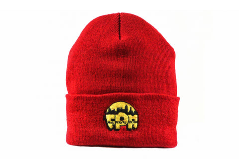 First Priority Music- Beanie Hat Red with FPM Logo Embroidery - firstprioritymusic